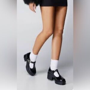 NASTY GAL NWT mock  embossed T-Bar Maryjane’s chunky heel shoes